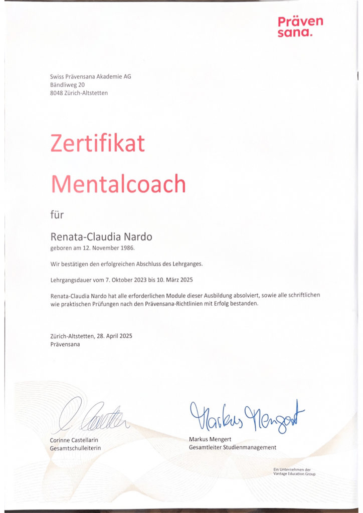 Mentacoach Zertifikat